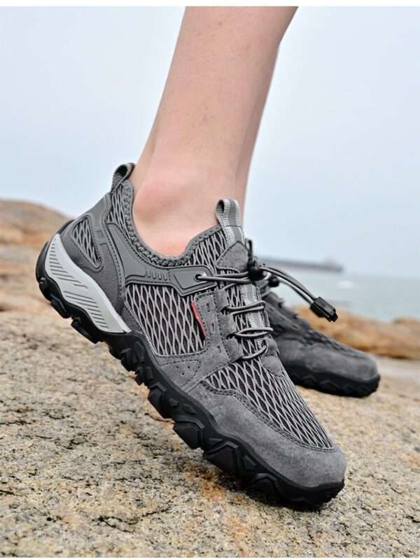 Men's Summer Leather Breathable Non-slip Soft-soled Mesh Surface Hiking Shoes for light to medium hiking - Image 8